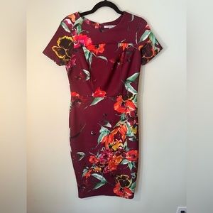 Alexia Admor Women's Dress Maroon with Floral pattern print Size Medium